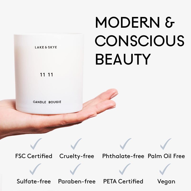 Lake & Skye 11 11 Scented Soy Candle - Lead-Free Cotton Candle Wick (50 Hours of Burn Time) - Clean, Sheer, Uplifting Scent - Image 5